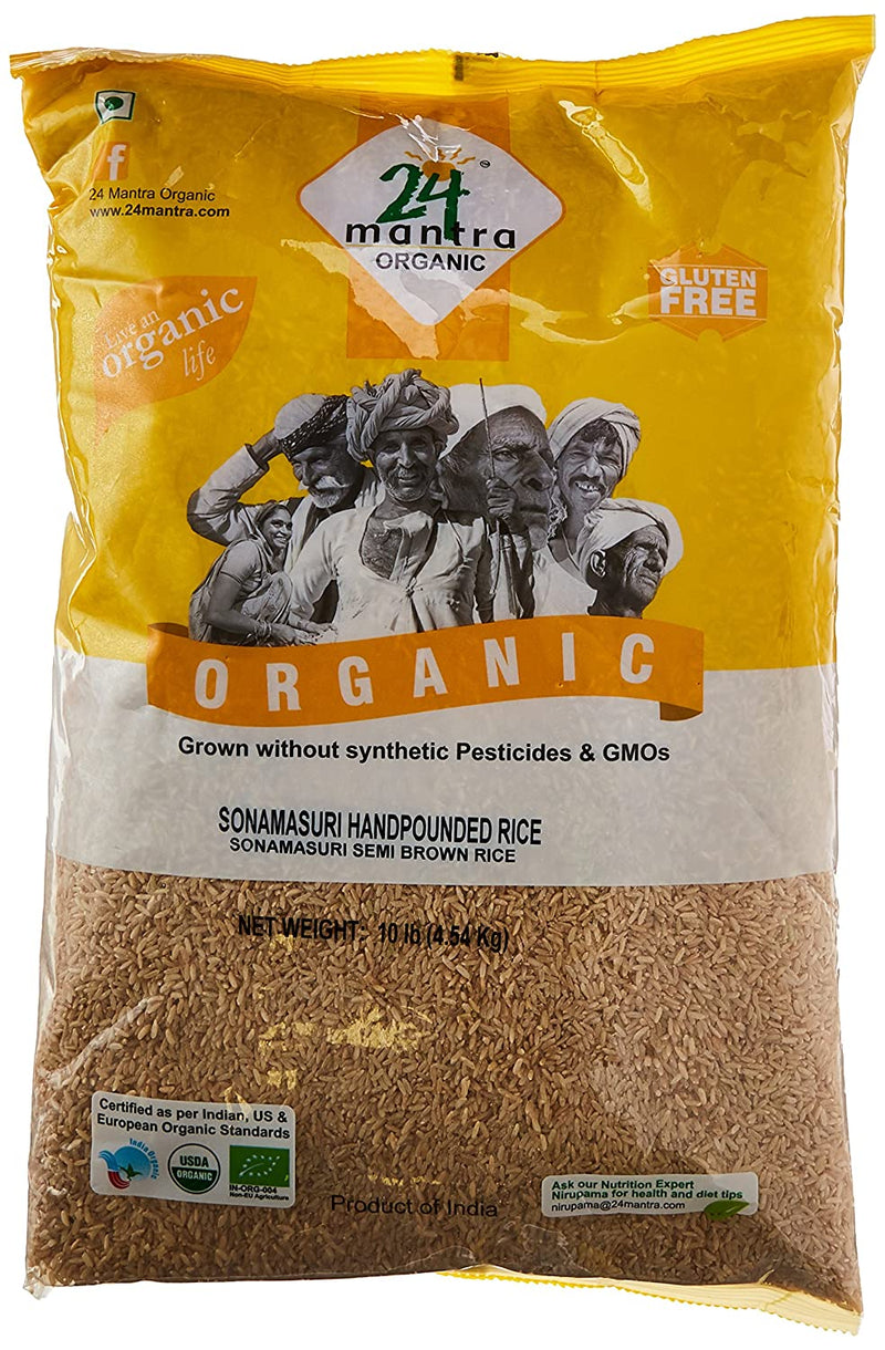 Organic Rice 10 Lb Organic Hand Pound Sona Masoori