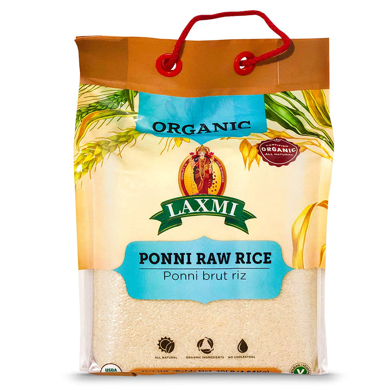 Ponni LAXMI Organic Ponni Raw Rice, 10 lb bag