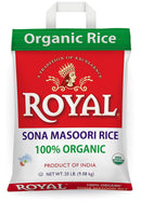 Grains ROYAL Organic Sona Masoori Rice, 20 lb bag