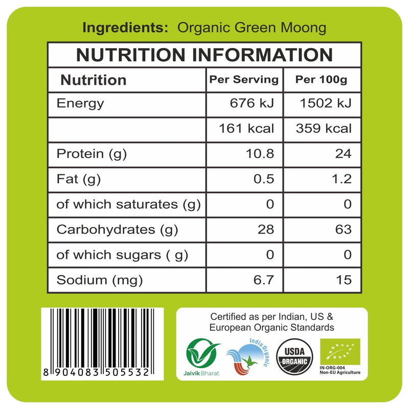 Organic Dals 4 Lb Organic Moong Whole