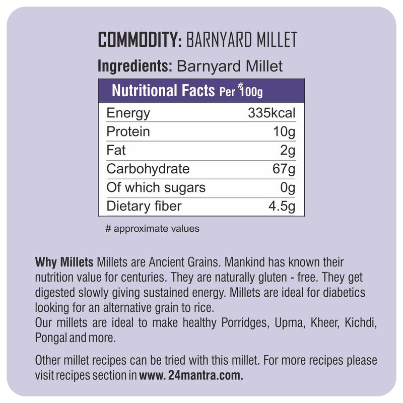 Organic Millets 500 Gm Organic Barnyad Millet