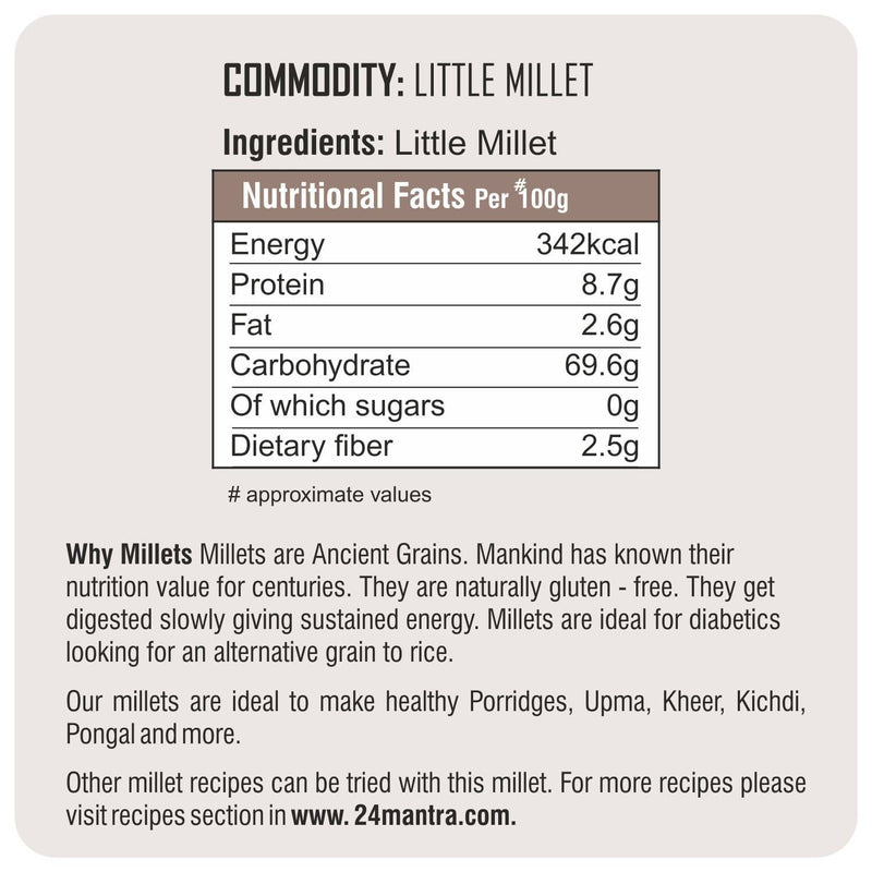Organic Millets 500 Gm Organic Little Millet