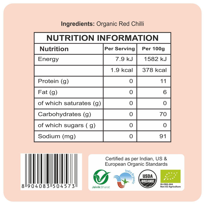 Organic Spices 200 Gm Organic Chilli Whole